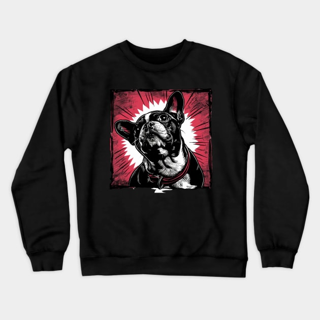 Retro Art Boston Terrier Dog Lover Crewneck Sweatshirt by June Sixteen